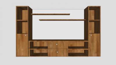 木制现代的电视柜SU模型下载_sketchup草图大师SKP模型