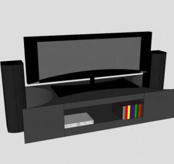 电视柜扬声器游戏和游戏机SU模型下载_sketchup草图大师SKP模型