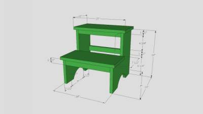 绿色椅儿童踏凳SU模型下载_sketchup草图大师SKP模型