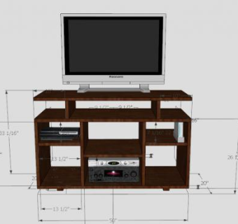 带有部件的电视柜SU模型下载_sketchup草图大师SKP模型