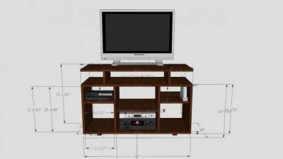 带有部件的电视柜SU模型下载_sketchup草图大师SKP模型