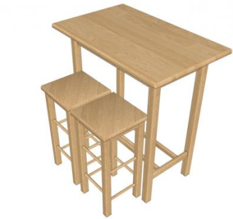 实木座椅木桌凳SU模型下载_sketchup草图大师SKP模型