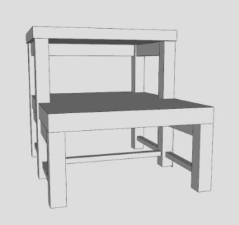 白色座椅图书馆踏凳SU模型下载_sketchup草图大师SKP模型