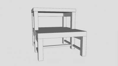 白色座椅图书馆踏凳SU模型下载_sketchup草图大师SKP模型