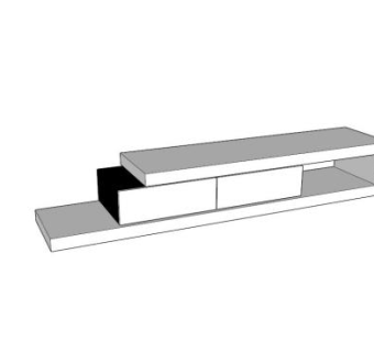 地柜式白色电视柜SU模型下载_sketchup草图大师SKP模型