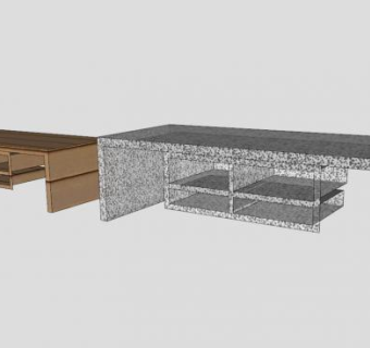 玻璃和木架的电视柜SU模型下载_sketchup草图大师SKP模型