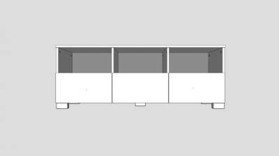 单白色电视柜SU模型下载_sketchup草图大师SKP模型