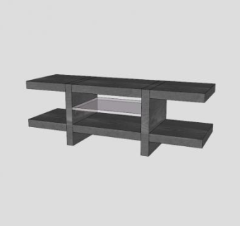 现代木制电视柜SU模型下载_sketchup草图大师SKP模型