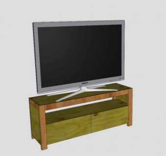 有两个抽屉的绿色电视柜SU模型下载_sketchup草图大师SKP模型