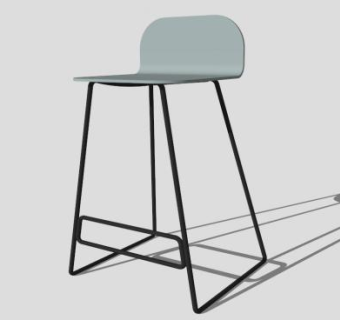 工业灰便餐凳座椅SU模型下载_sketchup草图大师SKP模型