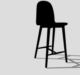 黑色座椅纳姆南木高脚凳SU模型下载_sketchup草图大师SKP模型