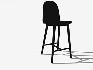 黑色座椅纳姆南木高脚凳SU模型下载_sketchup草图大师SKP模型