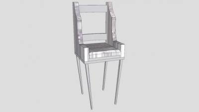 实木扶手椅单椅SU模型下载_sketchup草图大师SKP模型