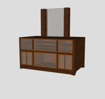 圆盘玻璃罩的电视柜SU模型下载_sketchup草图大师SKP模型