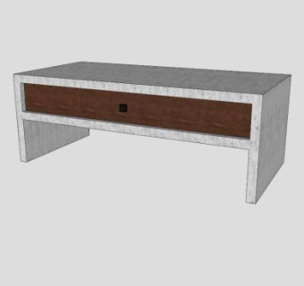 木制灰色电视柜SU模型下载_sketchup草图大师SKP模型