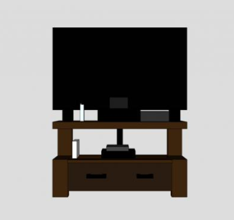 中式简约棕色电视柜SU模型下载_sketchup草图大师SKP模型