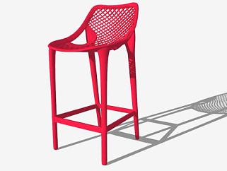 红色零食凳座椅SU模型下载_sketchup草图大师SKP模型