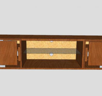 棕色实木落地式电视柜SU模型下载_sketchup草图大师SKP模型