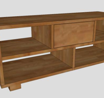 电视柜柚木木材SU模型下载_sketchup草图大师SKP模型