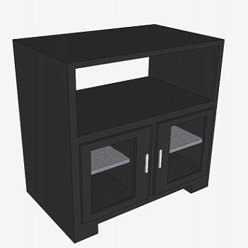 简单的黑色电视柜SU模型下载_sketchup草图大师SKP模型