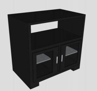 简单的黑色电视柜SU模型下载_sketchup草图大师SKP模型