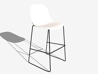 工业白色零食凳座椅SU模型下载_sketchup草图大师SKP模型