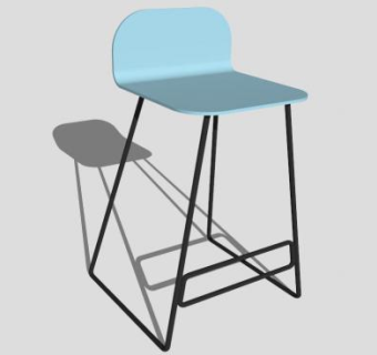 工业蓝便餐凳SU模型下载_sketchup草图大师SKP模型