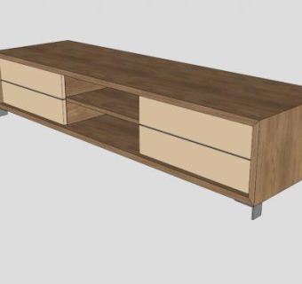 现代实木电视机架SU模型下载_sketchup草图大师SKP模型