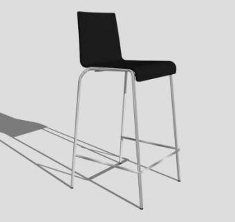 黑色零食凳靠背椅SU模型下载_sketchup草图大师SKP模型