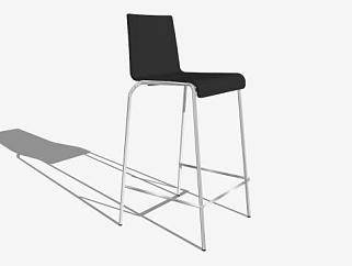 黑色零食凳靠背椅SU模型下载_sketchup草图大师SKP模型