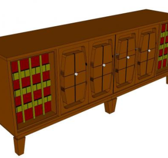 中世纪电视机柜SU模型下载_sketchup草图大师SKP模型