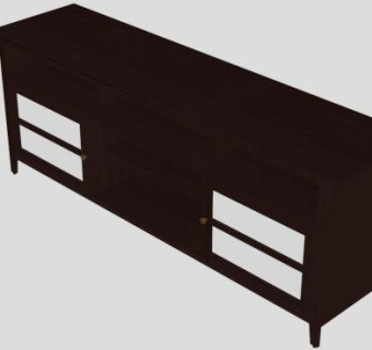 棕褐色电视柜SU模型下载_sketchup草图大师SKP模型