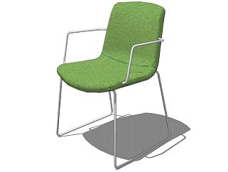 绿色靠背座椅SU模型下载_sketchup草图大师SKP模型
