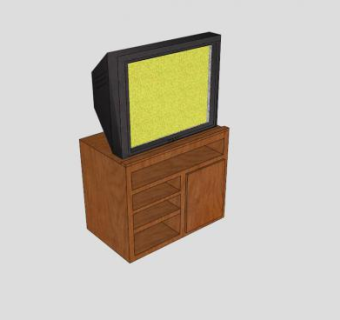实木简约小型电视柜SU模型下载_sketchup草图大师SKP模型