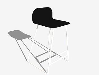 黑色座椅便餐凳设计SU模型下载_sketchup草图大师SKP模型