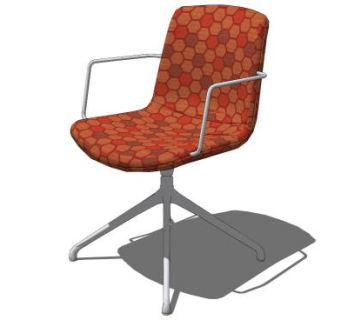 红色花纹靠背椅SU模型下载_sketchup草图大师SKP模型