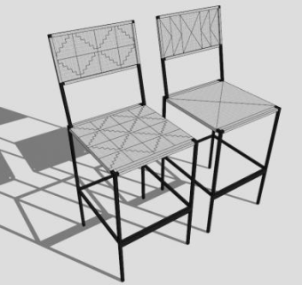 藤编织条凳SU模型下载_sketchup草图大师SKP模型
