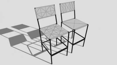 藤编织条凳SU模型下载_sketchup草图大师SKP模型