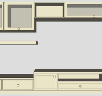浅黄地柜式现代电视柜SU模型下载_sketchup草图大师SKP模型