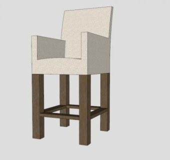 灰色座椅复位五金凳SU模型下载_sketchup草图大师SKP模型