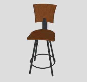 有靠背木凳座椅SU模型下载_sketchup草图大师SKP模型