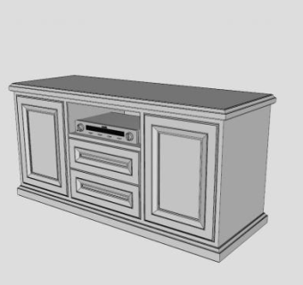 简欧风格白色电视柜SU模型下载_sketchup草图大师SKP模型