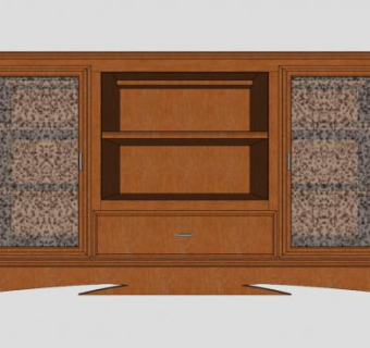 简约客厅木质电视柜SU模型下载_sketchup草图大师SKP模型