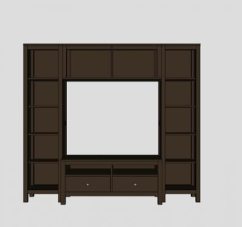 有书架的电视柜SU模型下载_sketchup草图大师SKP模型
