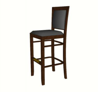 实木靠背椅SU模型下载_sketchup草图大师SKP模型