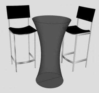 黑色餐桌座椅SU模型下载_sketchup草图大师SKP模型