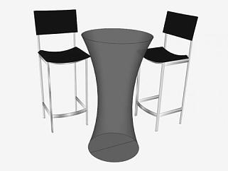 黑色餐桌座椅SU模型下载_sketchup草图大师SKP模型
