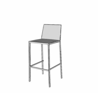 现代高脚座椅白色椅SU模型下载_sketchup草图大师SKP模型