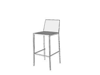 现代高脚座椅白色椅SU模型下载_sketchup草图大师SKP模型