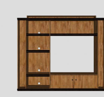 木质现代电视长柜SU模型下载_sketchup草图大师SKP模型